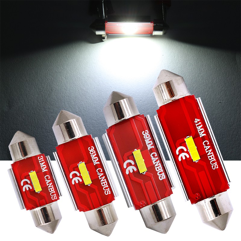 1Pc Lampu LED Interior Mobil T10 Festoon &amp; 31mm 41mm Indoor 1860