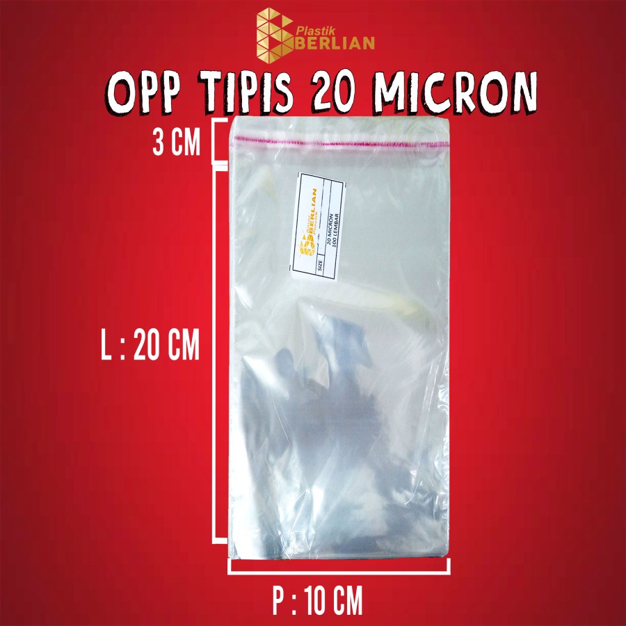 

10 x 20 cm Plastik OPP TIPIS (100 lbr) (lem/seal)