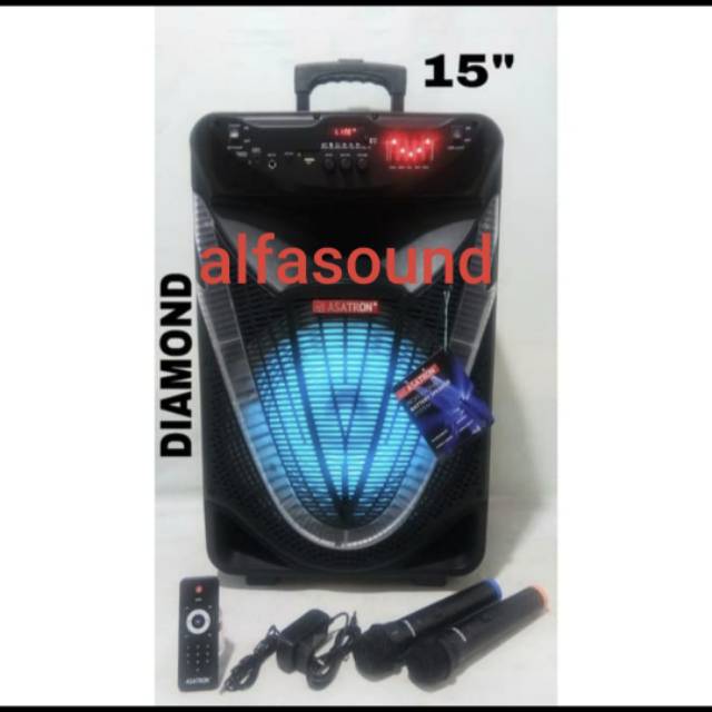 Speaker Portable Meeting Asatron HT 8873 Diamond 15 Inch HT8873 Mic
