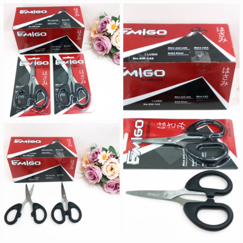 Gunting Scissors Emigo Isi 12Pcs Emigo Em145 Grosir