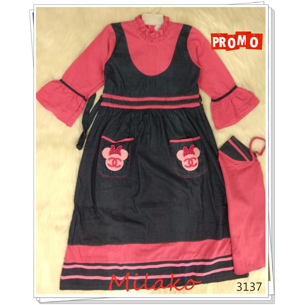 Gamis Anak Perempuan Umur 10 Tahun ( Plus Kerudung )