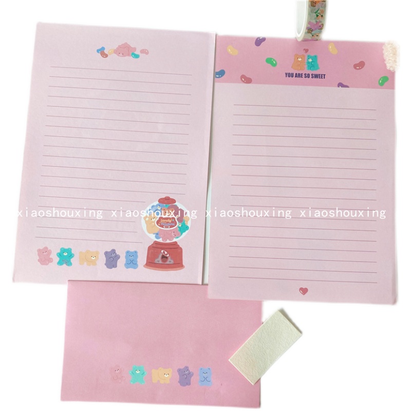 Ins cute bear letter envelope Sticker Set romantic fresh love letter confession blessing stationery stationery