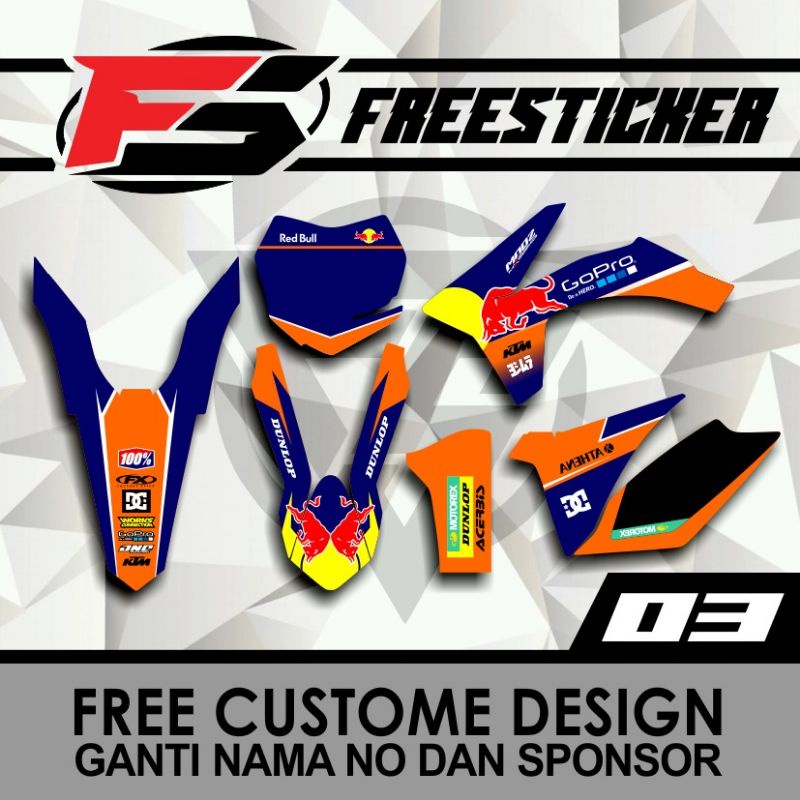 DECAL STIKER KTM 250 SIXDAYS ORANGE BLUE Biru