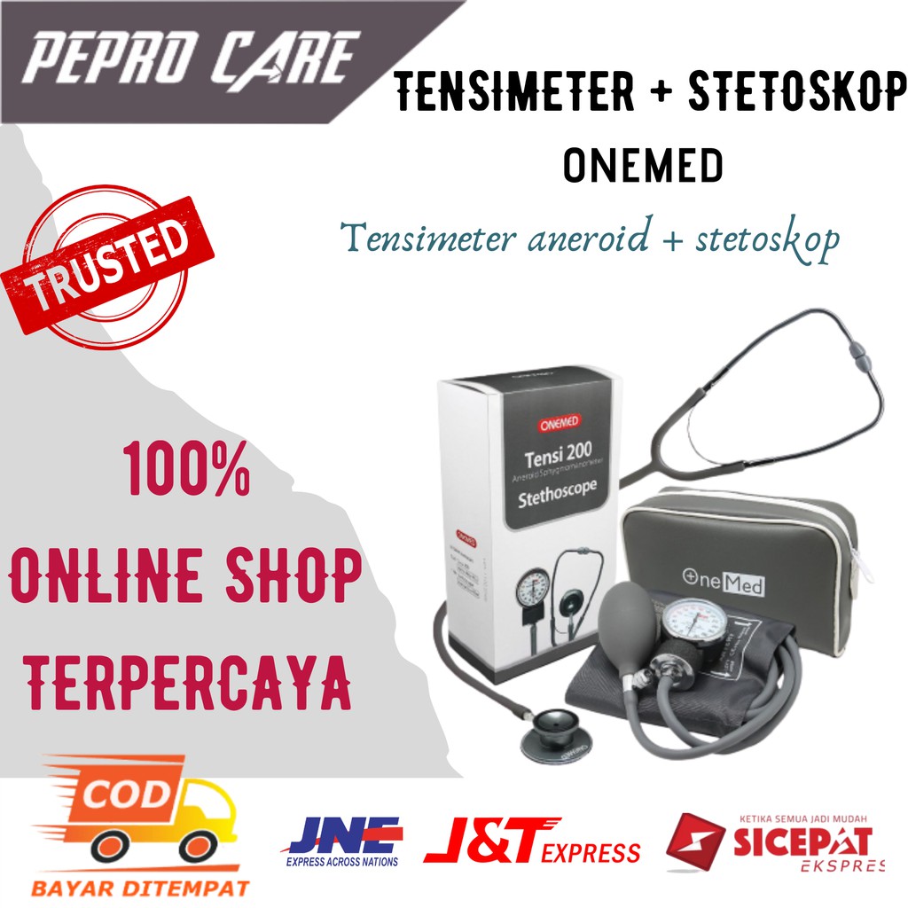 ONEMED ALAT TENSI DARAH ANEROID JAM PENGUKUR TENSI TENSIMETER  DAN STETOSKOP PPF 163