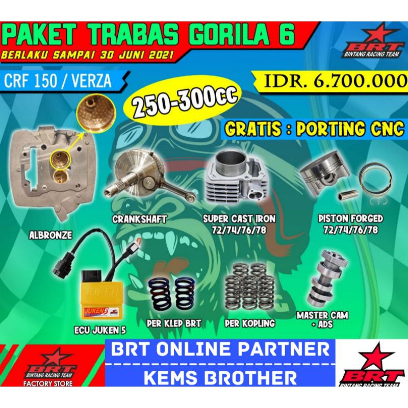 PISTON BRT CRF PAKET TRABAS GORILA 6 CRF 150/VERZA