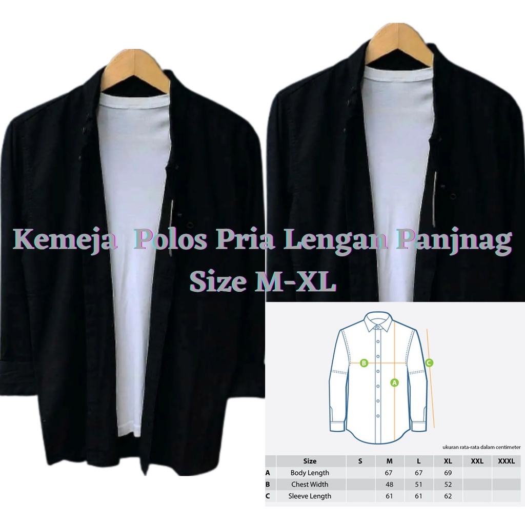Kemeja Polos Warna Hitam/Kemeja Distro Murah/Fashion Pria Terhits/COD [bayar ditempat]