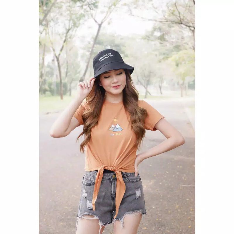 Miami Kaos Casual Atasan Wanita Warna Mint