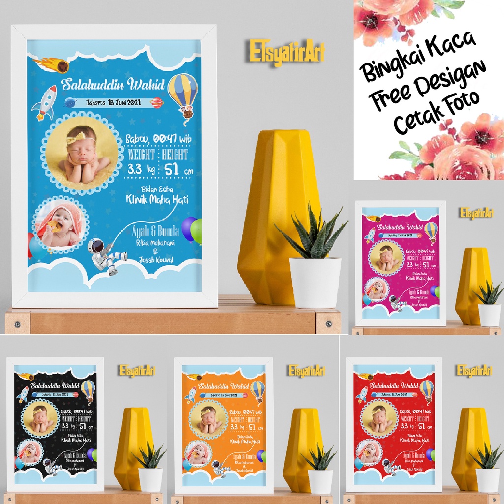 biodata bayi cetak bingkai/bingkai foto/bingkai foto pajangan/perlengkapan bayi/bingkai foto a4