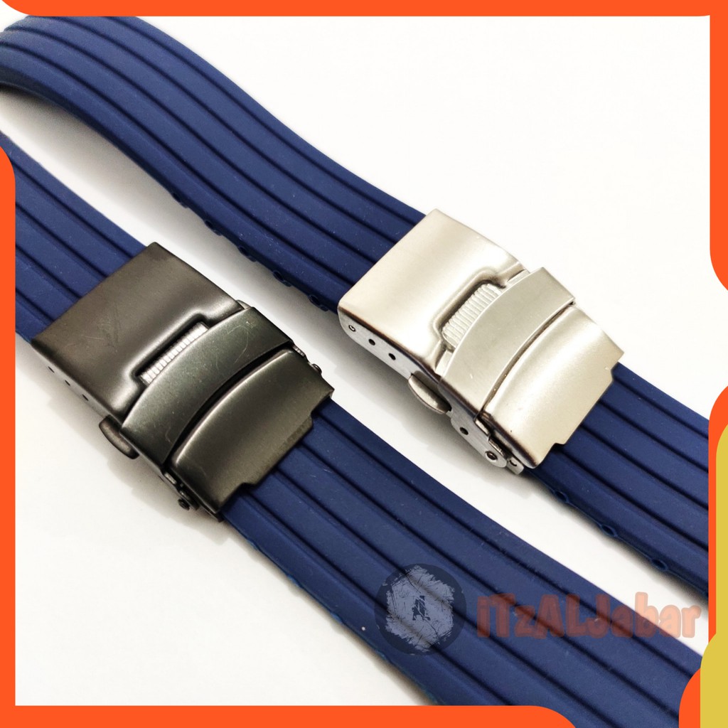 Tali jam tangan Rubber karet engsel strap bracelet biru navy