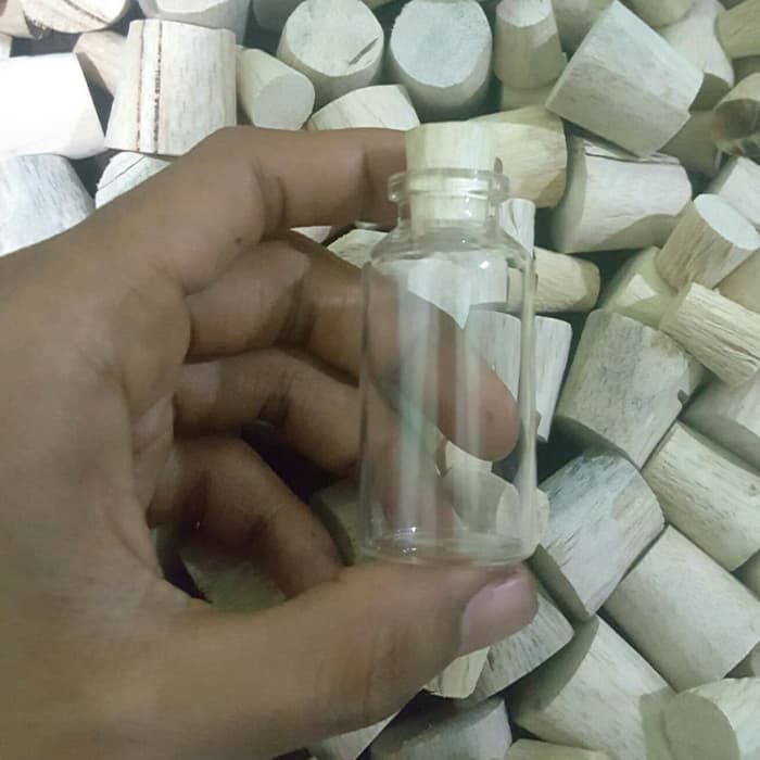 Botol Kaca 20ml Tutup Kayu Gabus / Botol Mini Hias