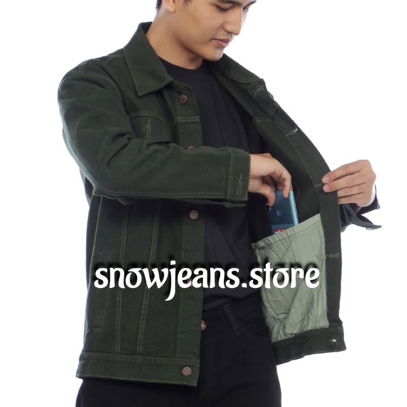 jaket jeans sanwash /jaket jeans murah / jaket jeans pria/jaket jeans / jaket jeans couple / jaket jeans snow black cod-Ijo
