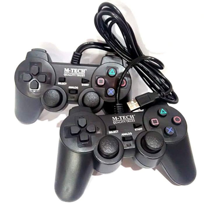 Gamepad double m-tech wired usb 2.0 black dual shock for ps3 pc laptop mt-830d - Joystick controller mtech 2 hitam mt830d