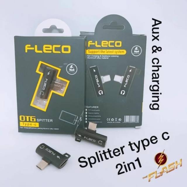 Splitter type c otg sambungan Headset Type C jack audio 3.5mm Splitter Usb C Original Fleco