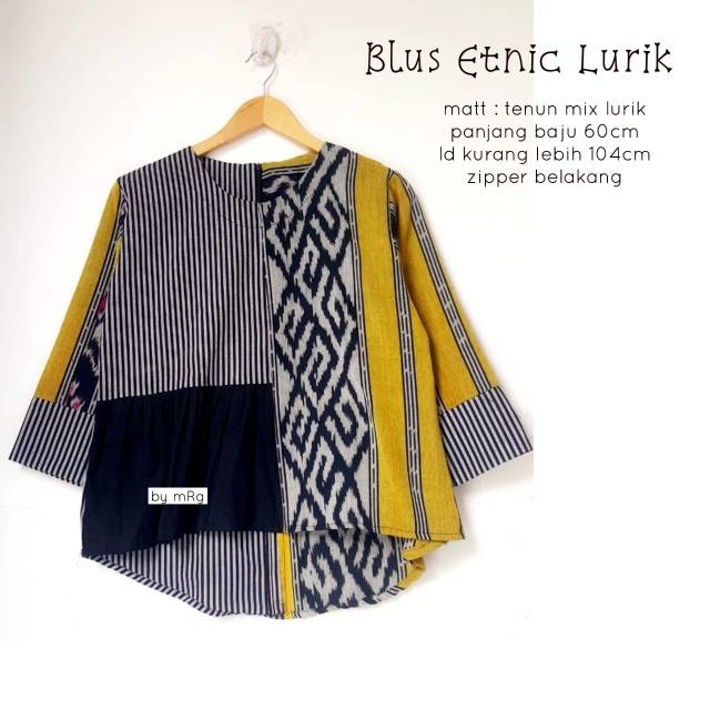 Blus Etnic Lurik Yellow Kombinasi