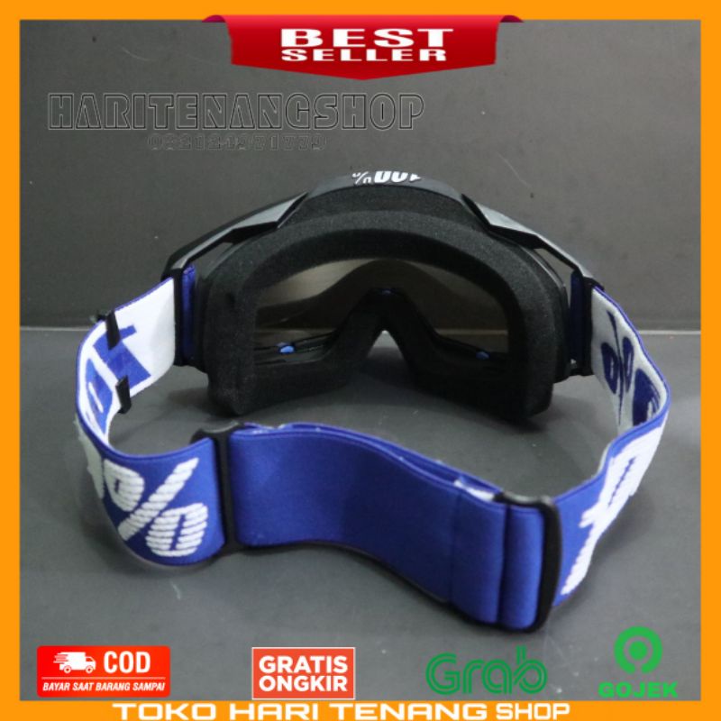 KACAMATA GOOGLE 100% HITAM HIDUNG BIRU/KACAMATA MOTOR CROSS/KACAMATA SUPERMOTO