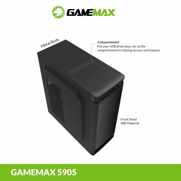 Casing Komputer Gamemax 5905 ATX include PSU 500W