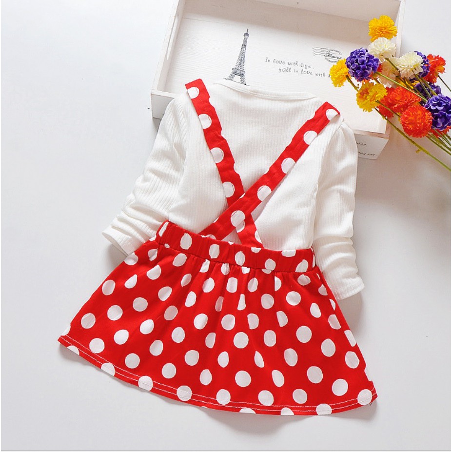 DP93 Dress anak /baju dress anak / pakaian bayi anak  perempuan lengan panjang  model boneka polkadot