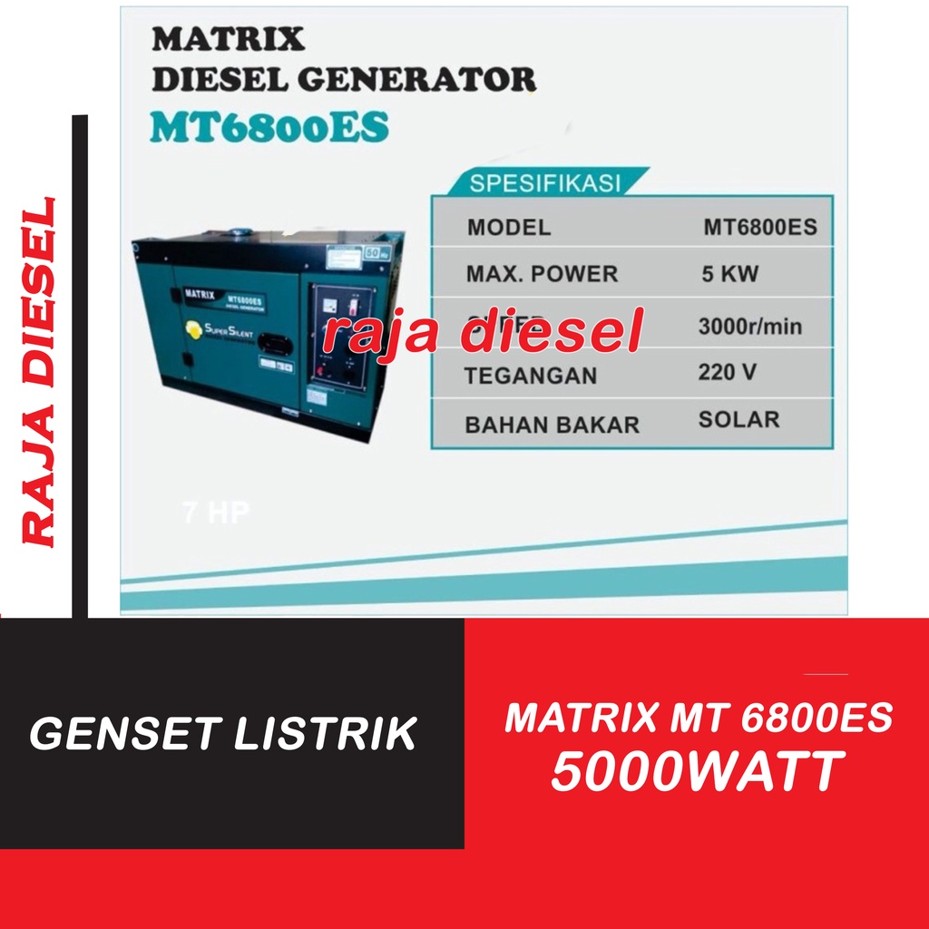 GENSET GENERATOR SUPER SILENT 5000WATT MATRIX MT6800ES