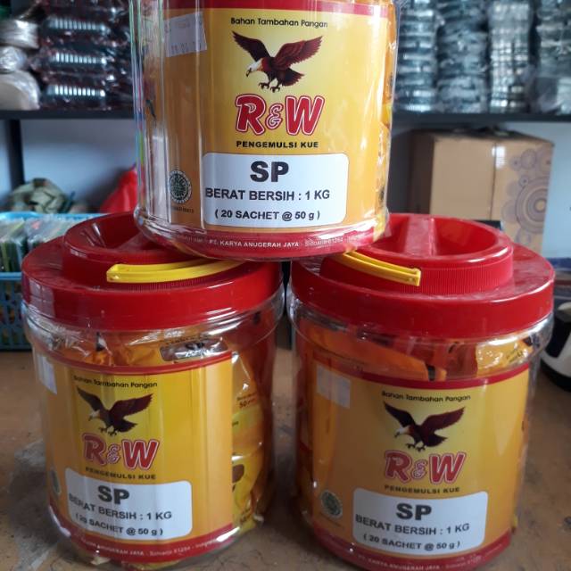 

EMULSIFIER Pengemulsi Kue SP rajawali berat 1 kg ( 20 sachet)