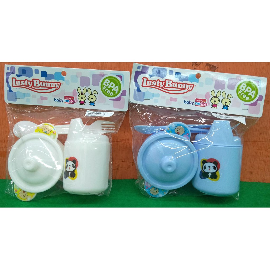 LUSTY BUNNY FEEDING SET 1330 PERALATAN MAKAN BAYI SENDOK GARPU GELAS CANGKIR MANGKOK