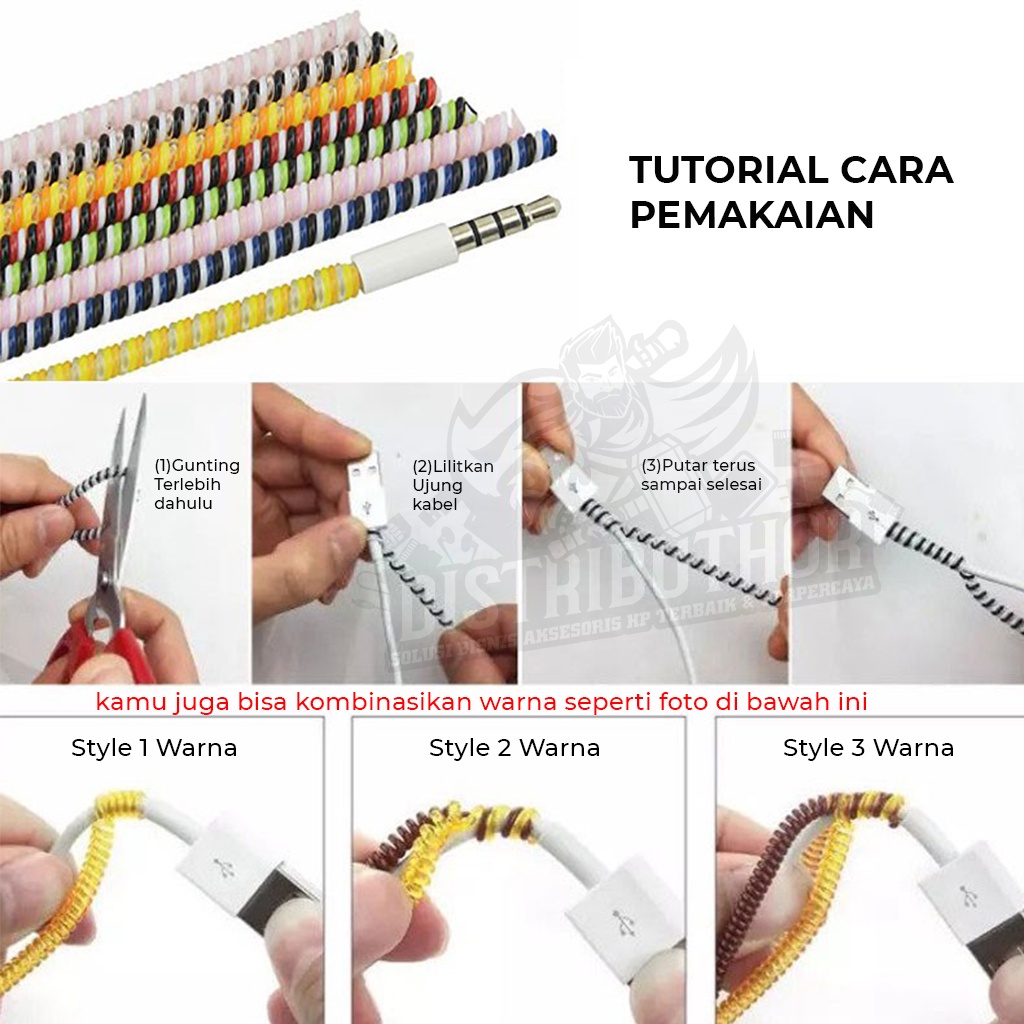 Pelindung kabel spiral cable protector warna pelilit pengaman pelindung kabel murah lentur