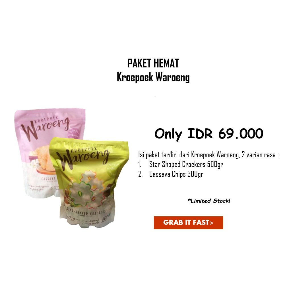 

Bundling Hemat - Kroepoek Waroeng - Cassava Chips NO MSG & Star Shaped