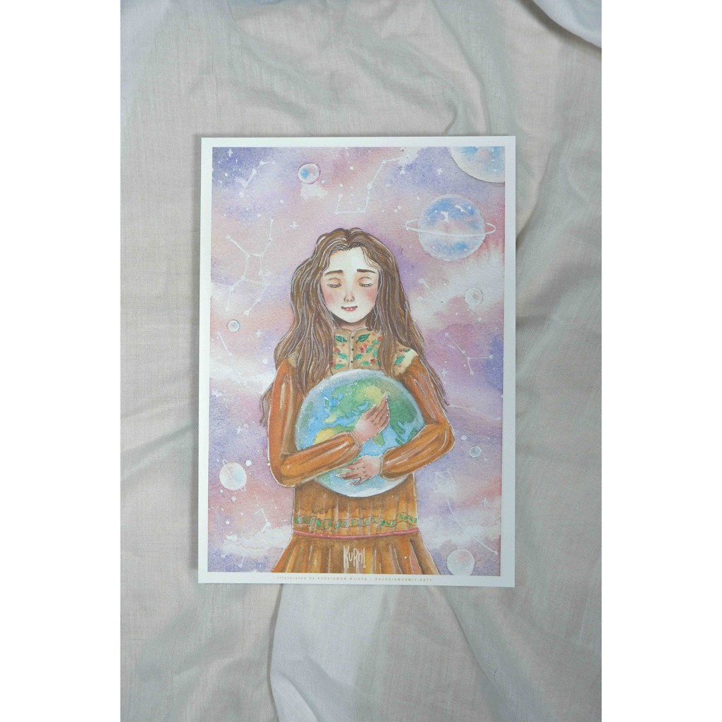 

THE GIRL AND UNIVERSE ART PRINT | A5 PRINT LUKISAN CAT AIR