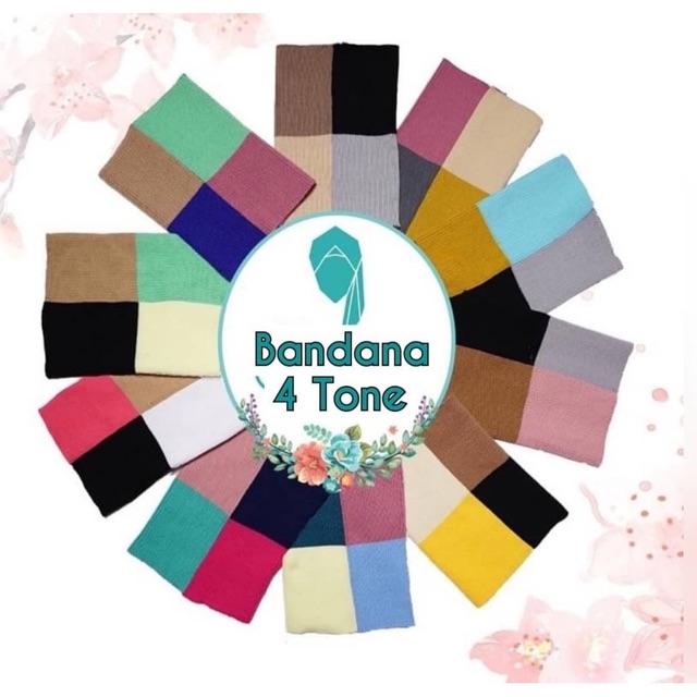 BANDANA RAJUT KOTAK 4 CIPUT warna zigzag 4tone tartan cantik muslimah fashion bando hijab melar