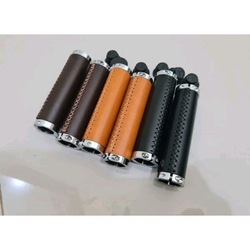 Handgrip asli kulit SMITH. handgrip leather handmade coklat brown hitam classic vintage