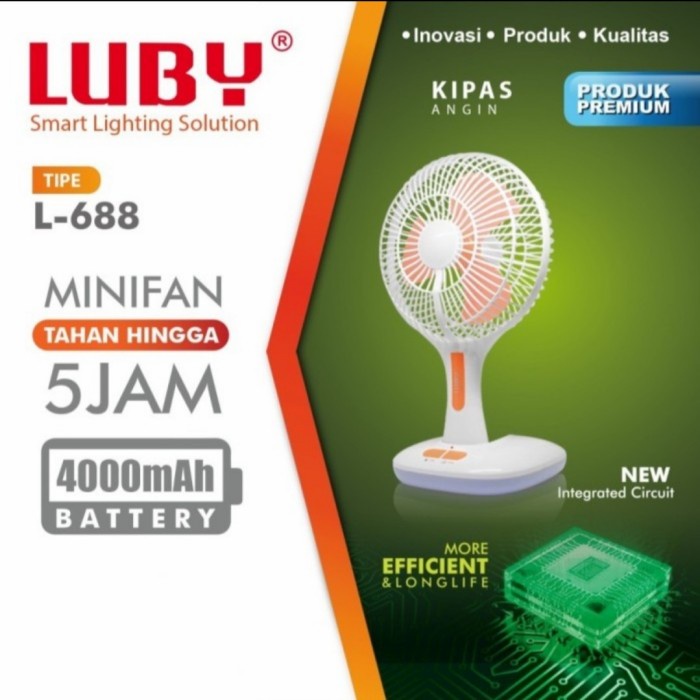 Lampu Meja - Kipas Angin Meja Emergency Portable Luby L-688/ Lampu Led Emergency