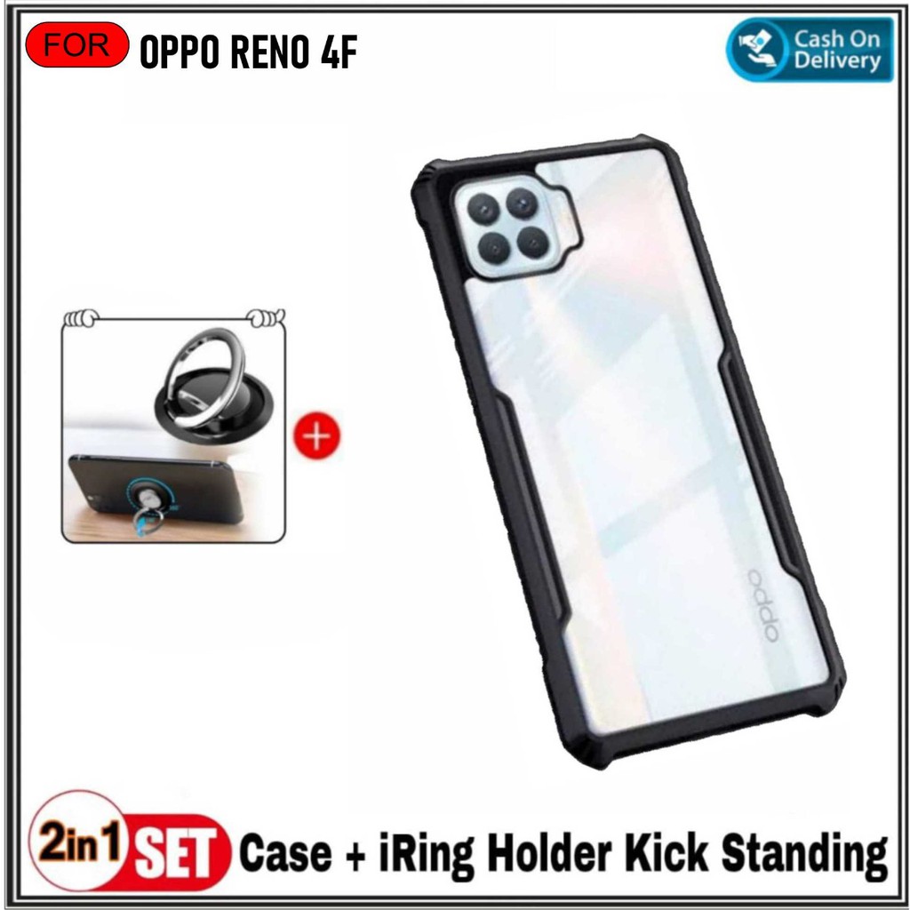 Case Oppo Reno 4F / Oppo Reno 5F Soft Hard Tpu HD Clear Transparan Fusion Premium Plus Ring
