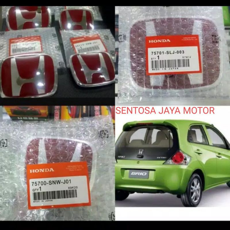 EMBLEM LOGO HONDA MERAH ORIGINAL HRV CRV BRV JAZZ MOBILIO