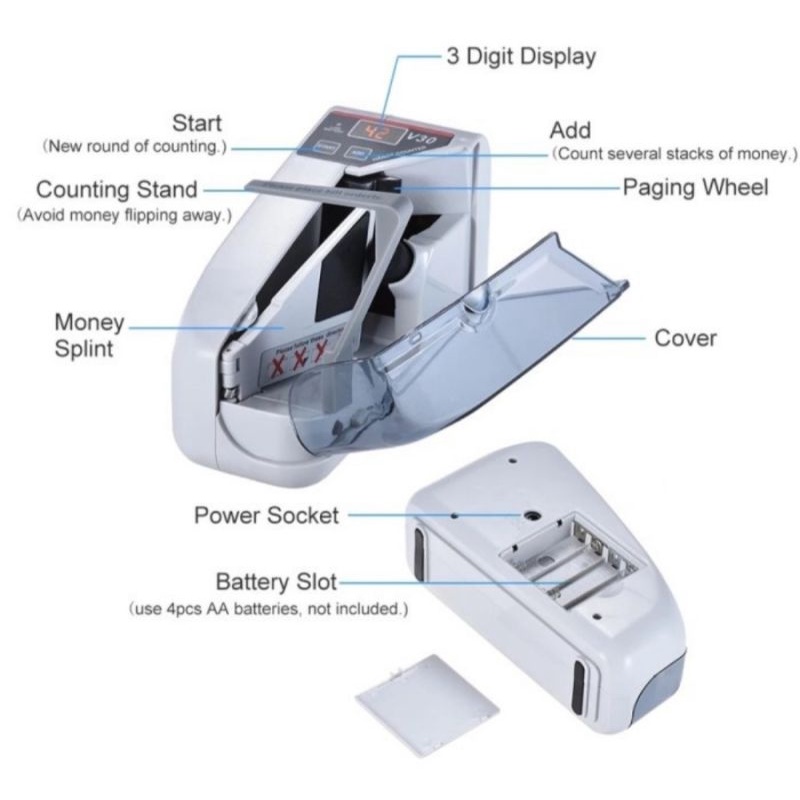 Alat Hitung Uang Bill Money Countee Portable Mini VSC Mesin Uang