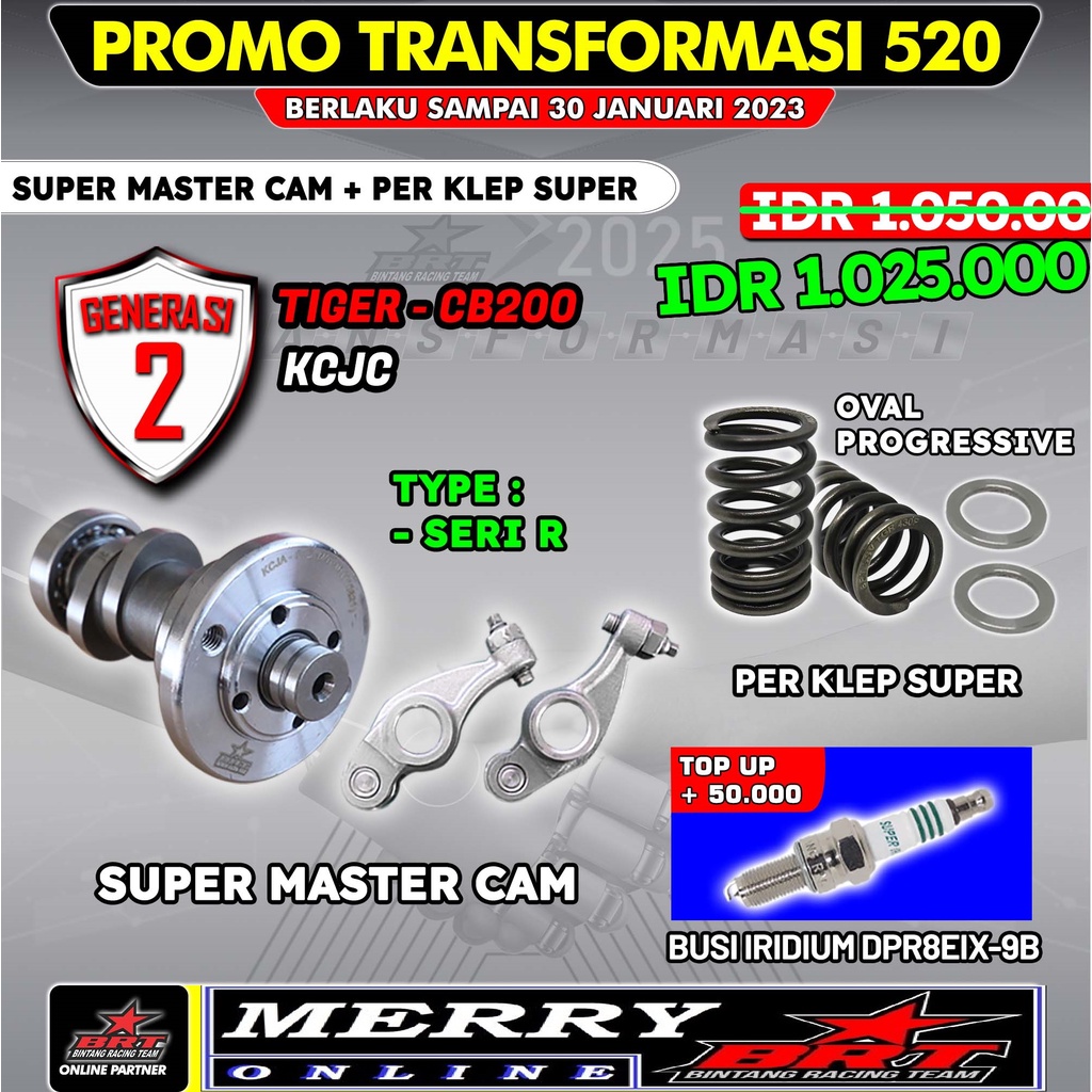 Promo 520 Super master cam  noken as cam RRA rocker arm + Per klep super BRT Gen 2