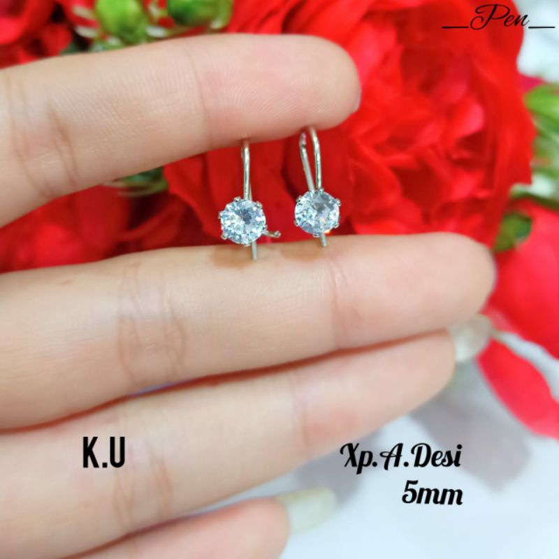 Anting Desi permata gold&amp;silver 2ukuran permata,tidak karat *COD*