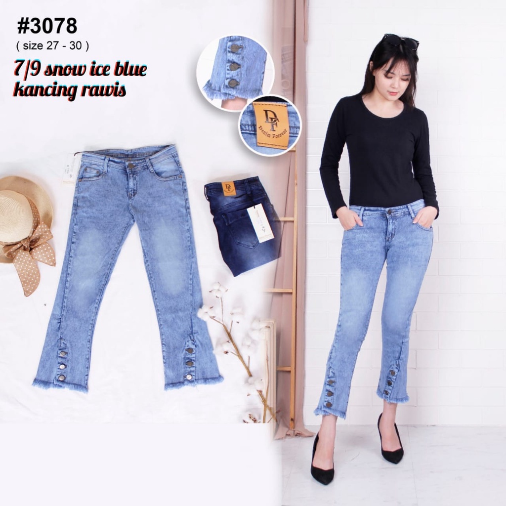 Celana Jeans Wanita Cutbray 7/9 Kancing Bawah 27-30 31-34 Bisa Bayar Ditempat(COD)