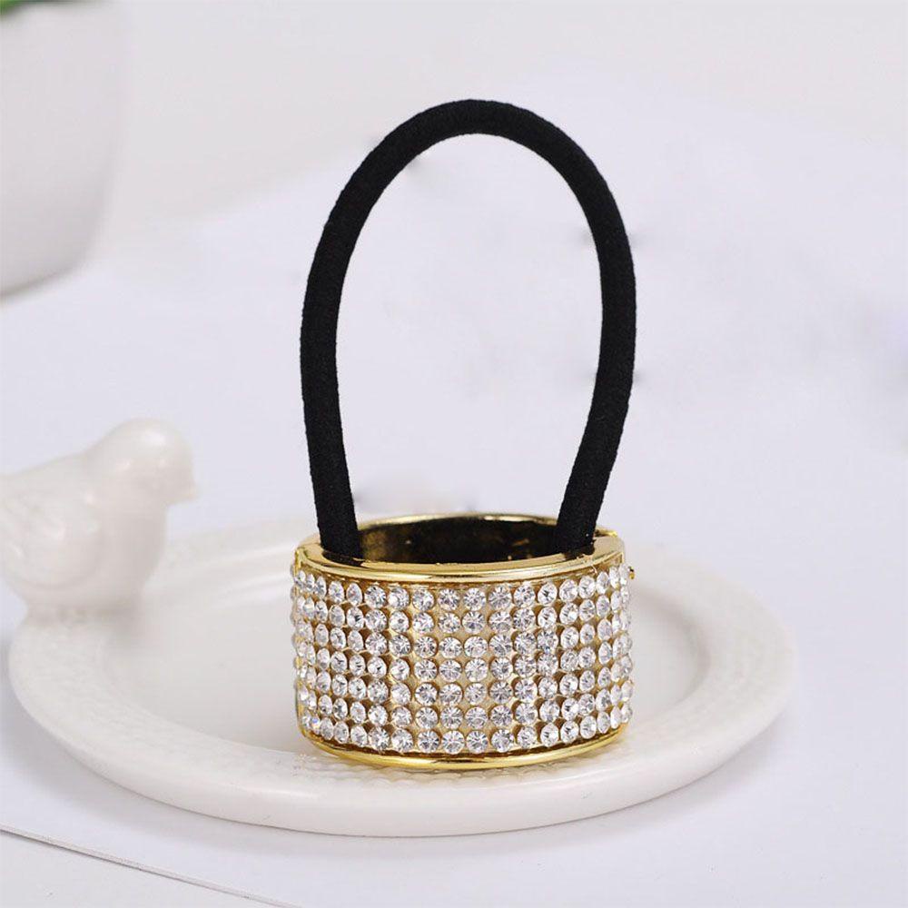 NEEDWAY Needway Cincin Rambut Punk Plastik Mutiara Untuk Wanita Ponytail Holder Kristal Gum Elastisitas Tinggi Hiasan Kepala