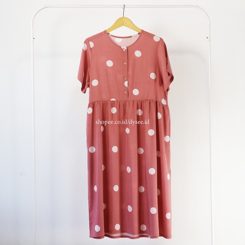 (KATLEEN) HOMEDRESS RAYON BUSUI FRIENDLY SLEEPWEAR COTTON RAYON-Polka pink