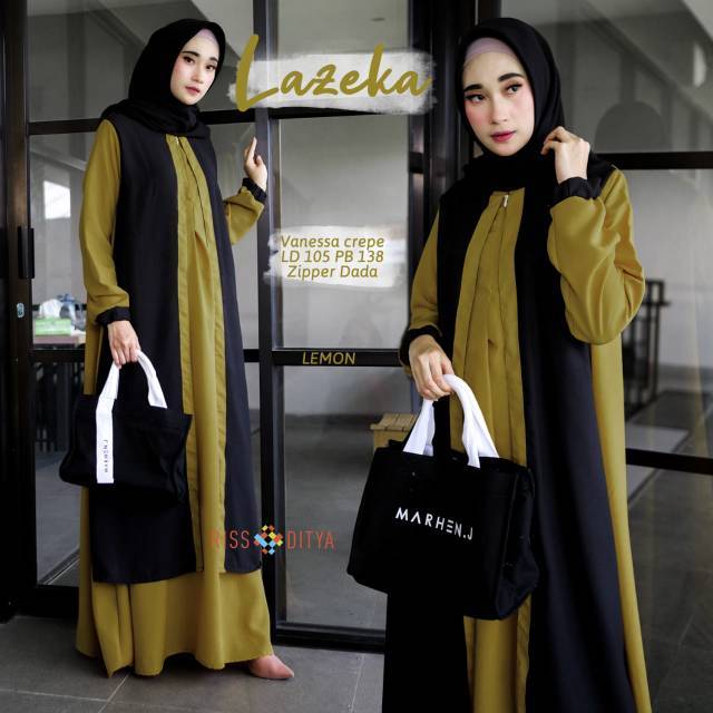 LAZEKA BY RSD HIJAB GAMIS MAXY VANESSA CREPE BUSUI SOLO MURAH