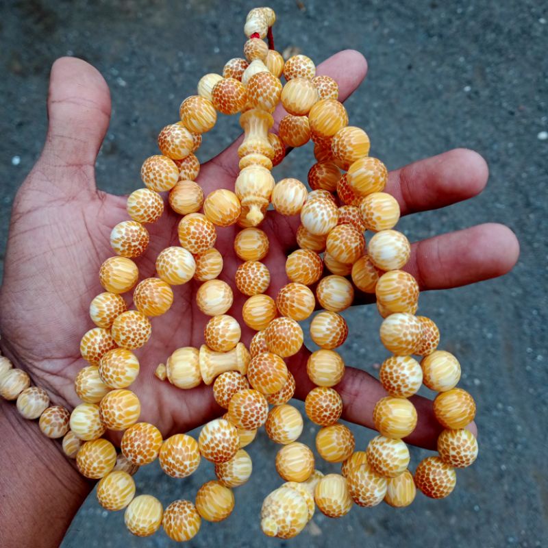 tasbih kayu liwung macan putih tembus cahaya 12 mm