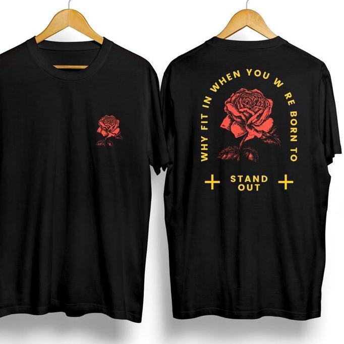 ♫ BAJU TSHIRT KAOS DISTRO BUNGA MAWAR HITAM / ATASAN PRIA / T-SHIRT PRIA ➷