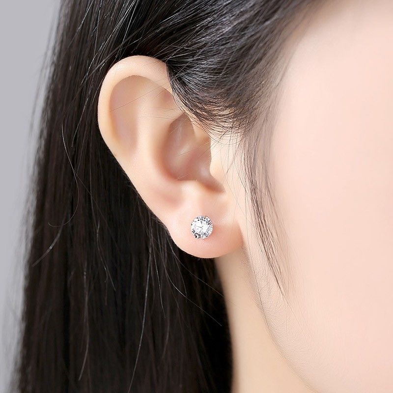 Tersedia 1 Pasang 925 Jarum Perak Enam Cakar Anting-Anting Zirkon Hypoallergenic Telinga Tulang Kuku-6mm
