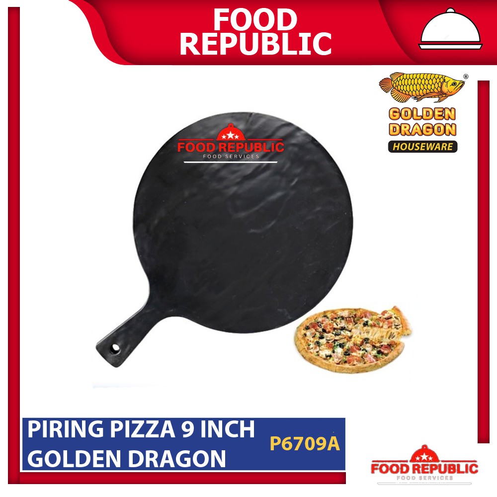 GOLDEN DRAGON PIRING SAJI PIZZA 9INCH MELAMINE PIZA PLATE P6709A HITAM