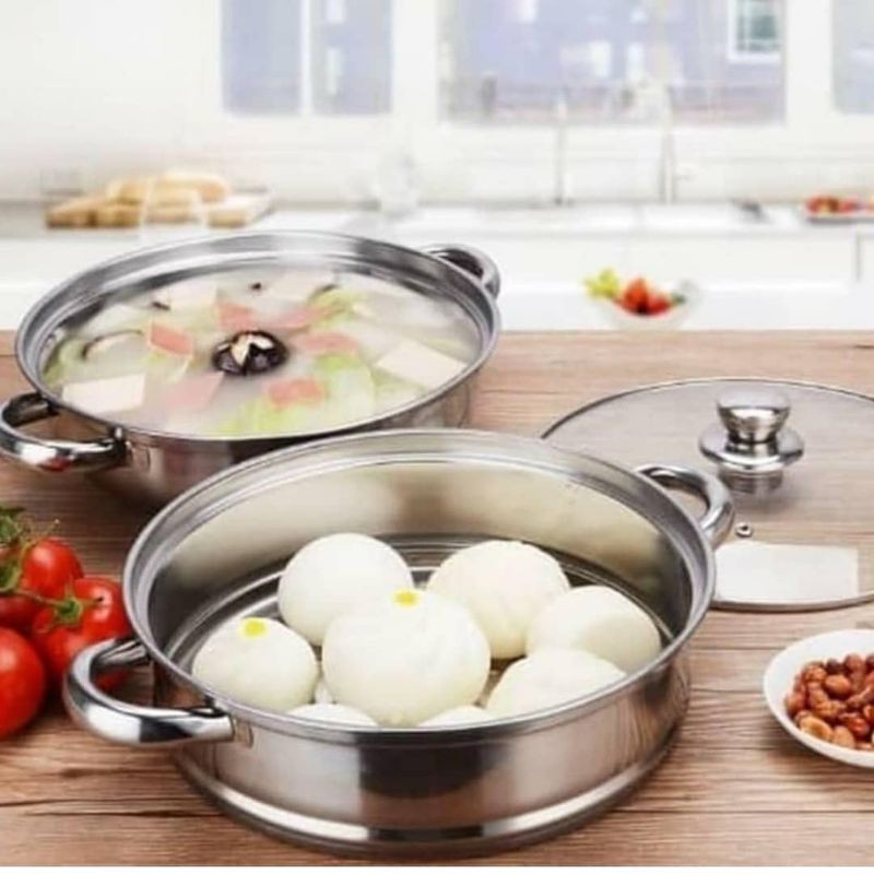 Panci Steamer Siomay Kukus Susun Stainless Tutup kaca / Steamer Pot Happy Call