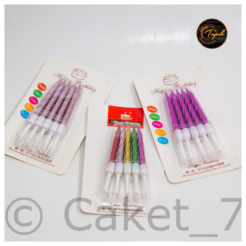 Lilin ulang tahun spiral Kecil / lilin spiral metalik aneka warna