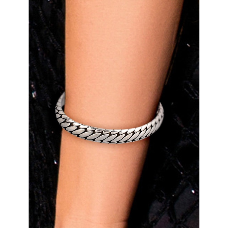 Gelang Tangan Model Terbuka Desain Geometri Oval Gaya Retro Untuk Pria / Wanita