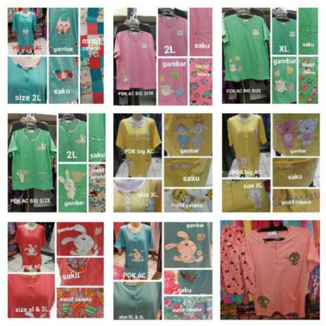 Stelan baju tidur tangan pendek celana pendek merk anne claire