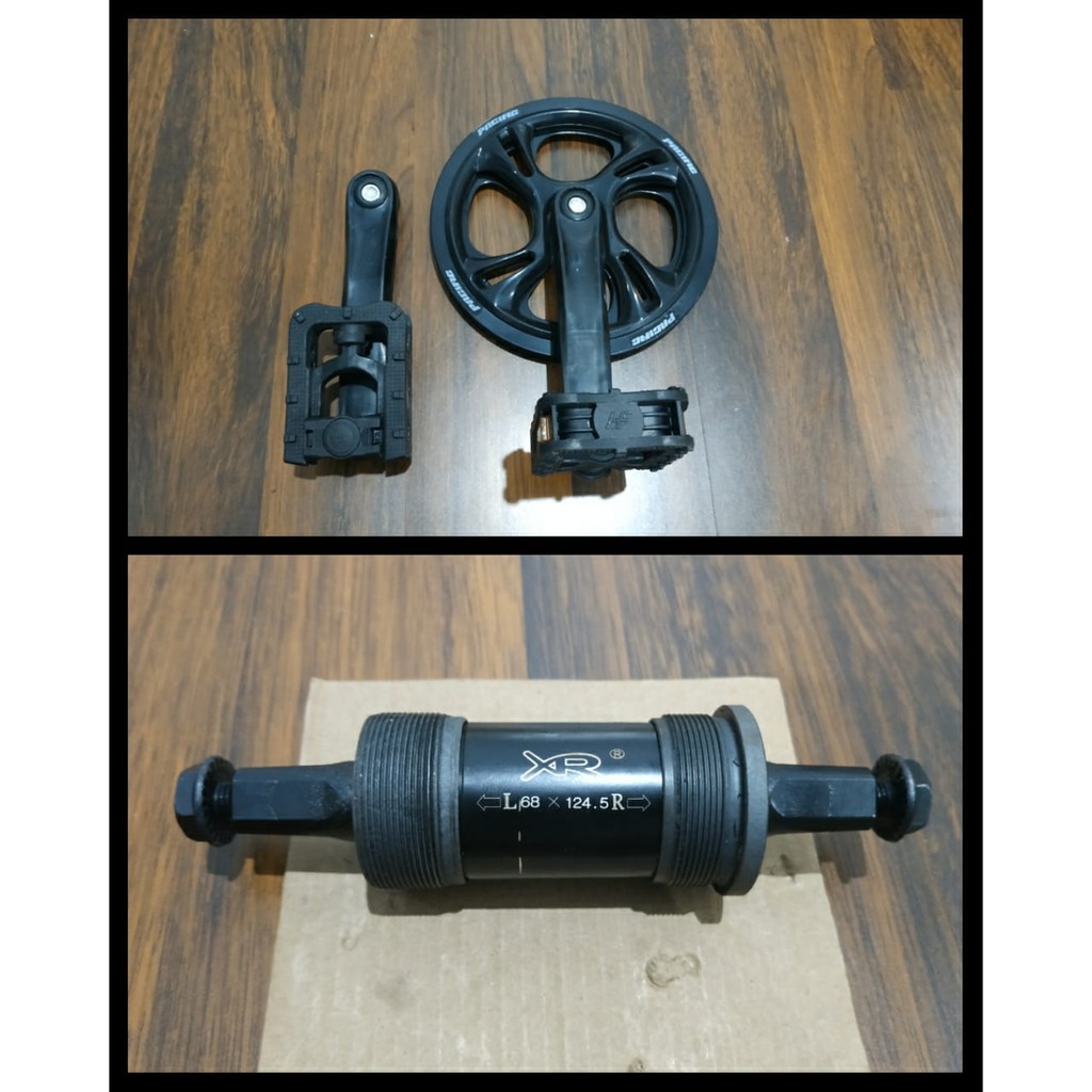 CRANKSET 48T + BB KOTAK + PEDAL LIPAT / AKSESORIS PART EX SEPEDA  PACIFIC 2980RX 6.0 PRELOVED