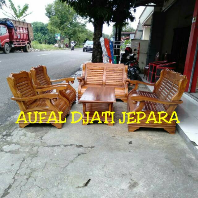 Meja kursi tamu kayu jati jepara minimalis tulang gajah