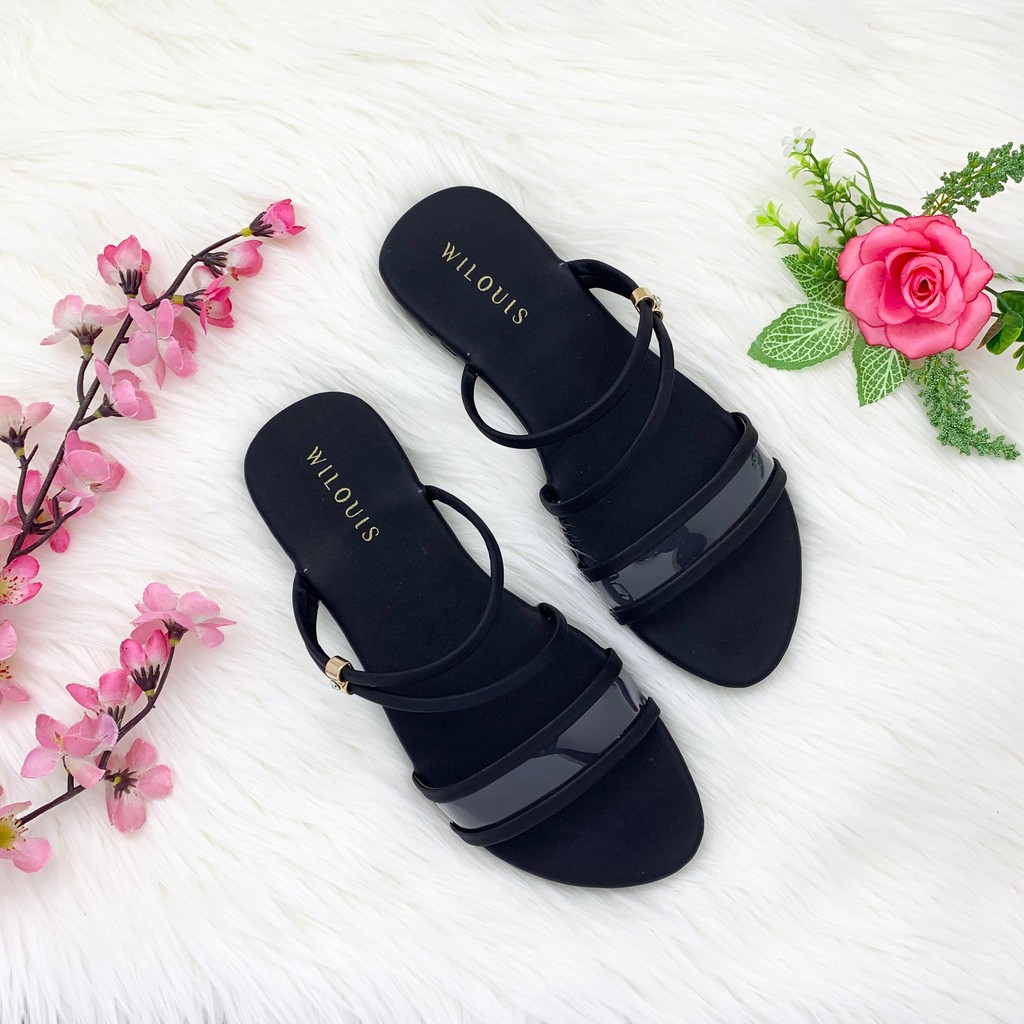 Sendal Wanita Terbaru Tali Slip Sandal Slop Kekinian Bahan Empuk Brand WILOUIS WL889-3